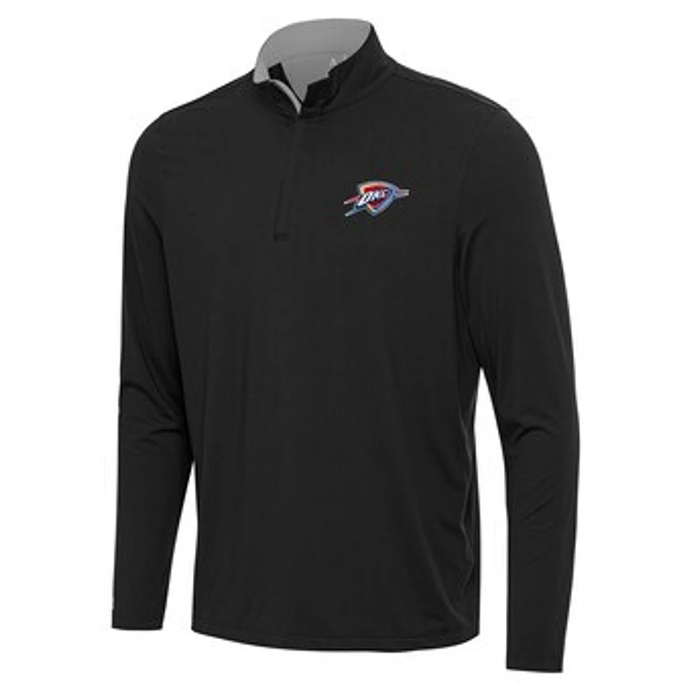 Men's Antigua Black/Gray Oklahoma City Thunder Content Quarter-Zip Top