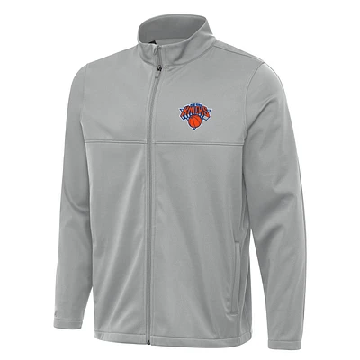 Men's Antigua Gray New York Knicks Links 2 Full-Zip Golf Jacket
