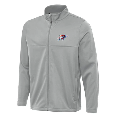Men's Antigua Gray Oklahoma City Thunder Links 2 Full-Zip Golf Jacket