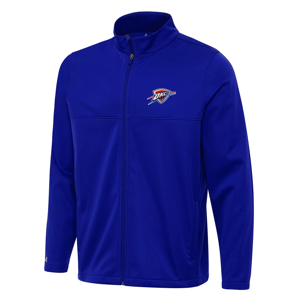 Men's Antigua Blue Oklahoma City Thunder Links 2 Full-Zip Golf Jacket