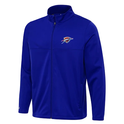 Men's Antigua Blue Oklahoma City Thunder Links 2 Full-Zip Golf Jacket