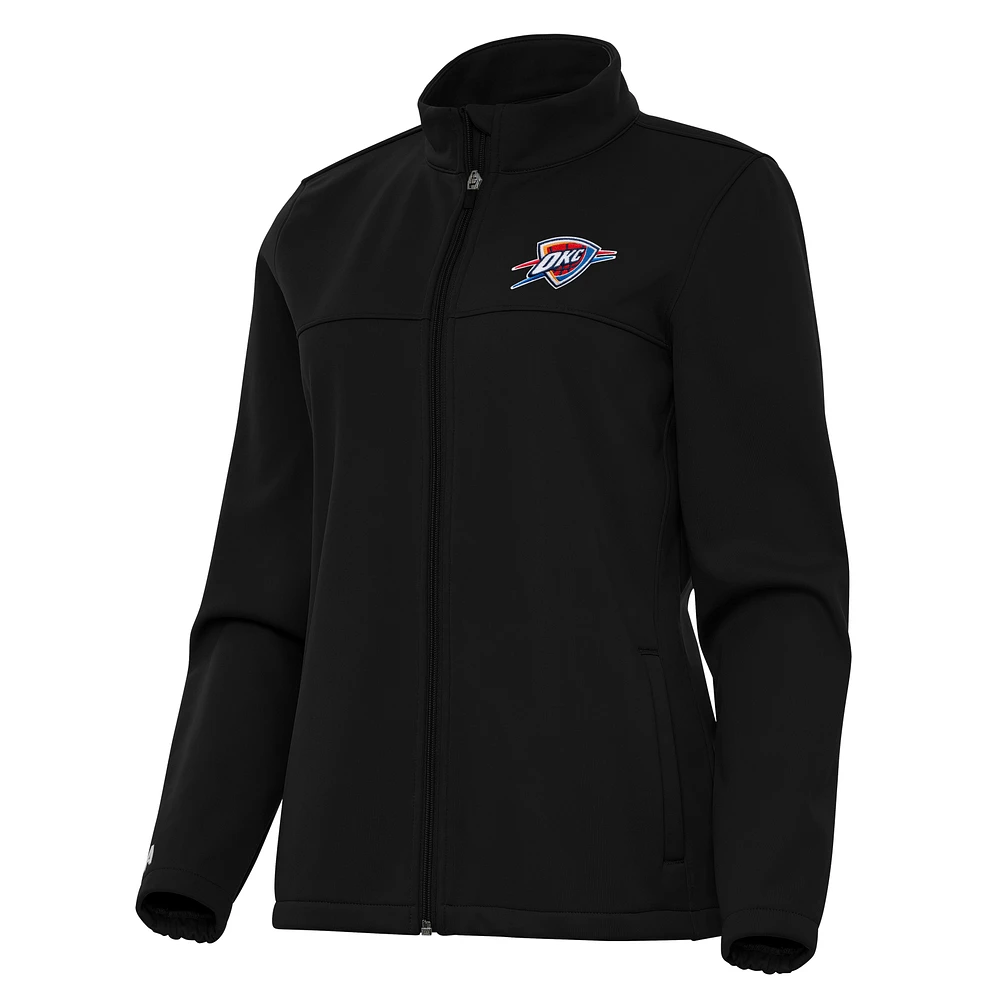 Women's Antigua Black Oklahoma City Thunder Links 2 Full-Zip Golf Jacket