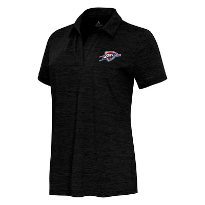 Women's Antigua Heather Black Oklahoma City Thunder Layout V-Neck Polo