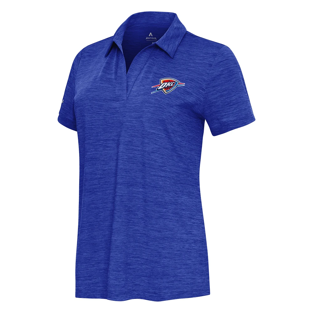 Women's Antigua Heather Blue Oklahoma City Thunder Layout V-Neck Polo