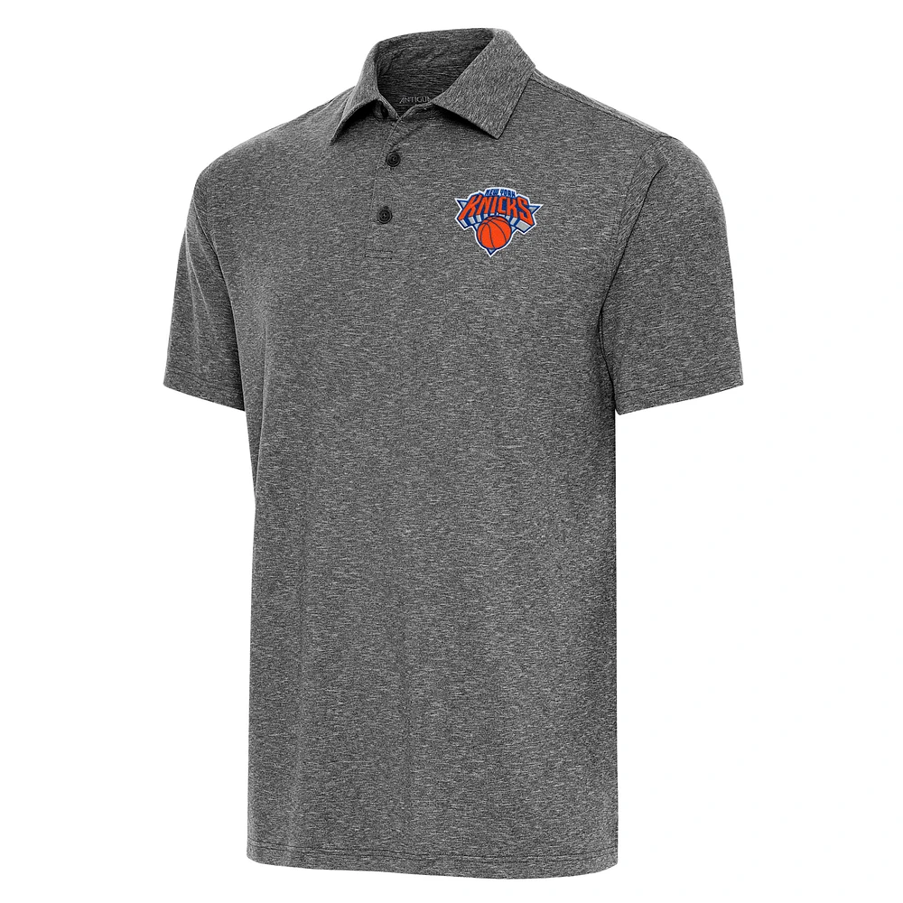 Men's Antigua Heather Black New York Knicks Big & Tall Par 3 Polo