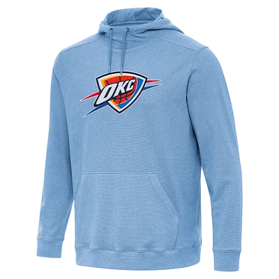 Men's Antigua Heather Powder Blue Oklahoma City Thunder Cloud Pullover Hoodie