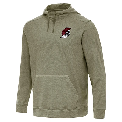 Men's Antigua Heather Olive Portland Trail Blazers Cloud Pullover Hoodie