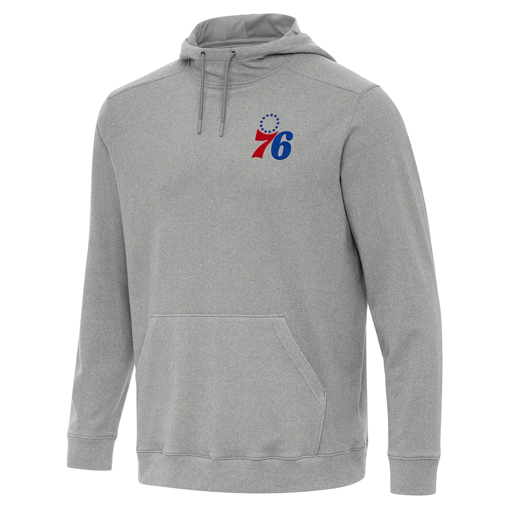 Men's Antigua Heather Philadelphia 76ers Cloud Pullover Hoodie