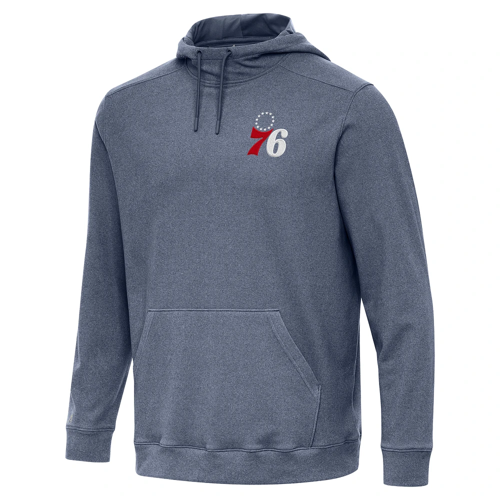 Men's Antigua Heather Navy Philadelphia 76ers Cloud Pullover Hoodie