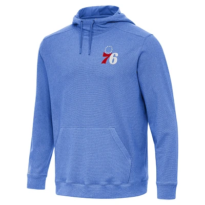 Men's Antigua Heather Royal Philadelphia 76ers Cloud Pullover Hoodie