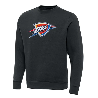 Men's Antigua Charcoal Oklahoma City Thunder Victory Crewneck Pullover Sweatshirt