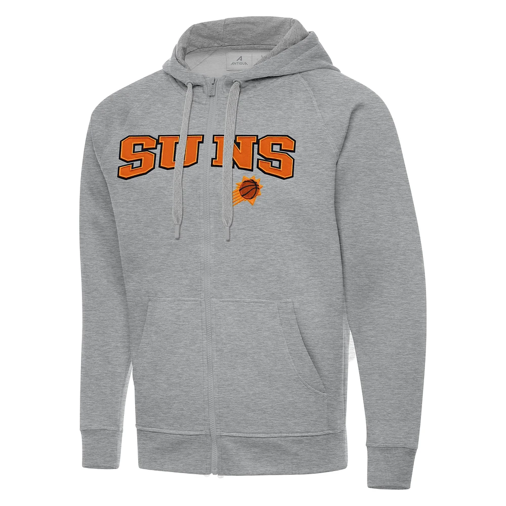 Men's Antigua Heather Gray Phoenix Suns Big & Tall Victory Full-Zip Hoodie Jacket