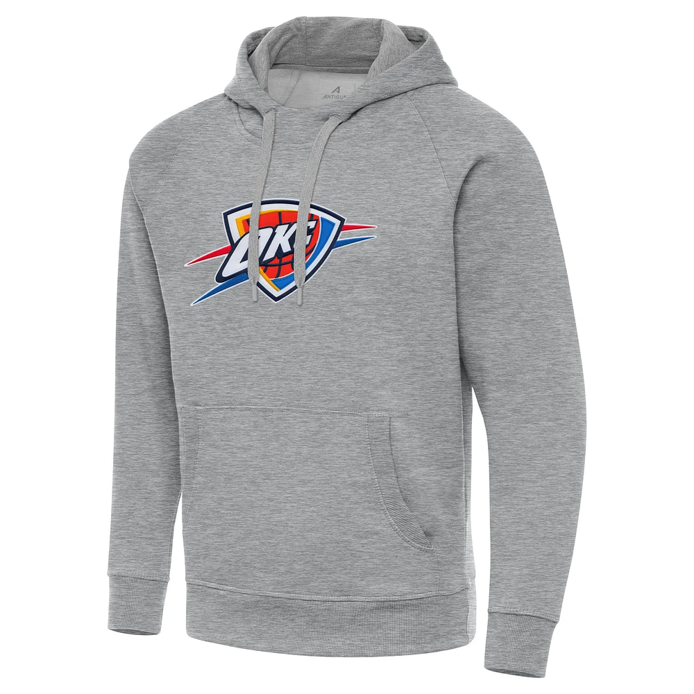 Men's Antigua Heather Gray Oklahoma City Thunder Big & Tall Victory Raglan Pullover Hoodie