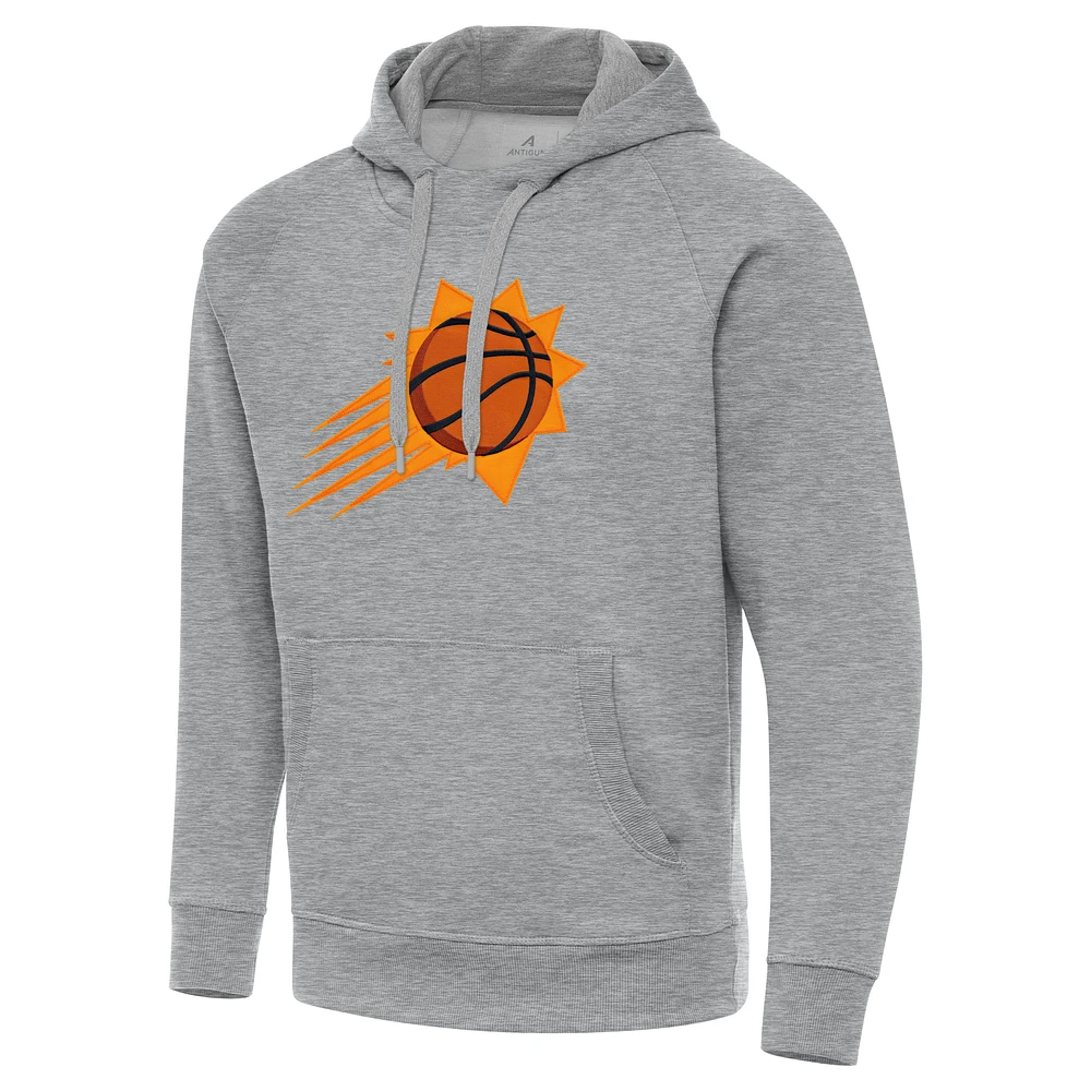 Men's Antigua Heather Gray Phoenix Suns Big & Tall Victory Raglan Pullover Hoodie