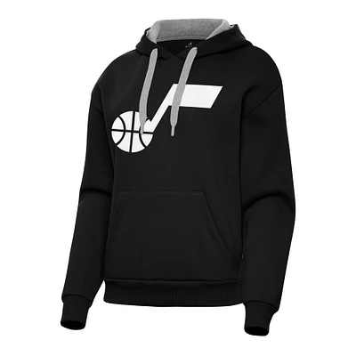 Women's Antigua Black Utah Jazz Victory Pullover Hoodie