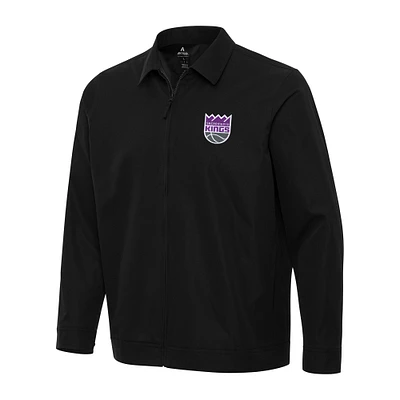 Men's Antigua Black Sacramento Kings Pivot Full-Zip Jacket
