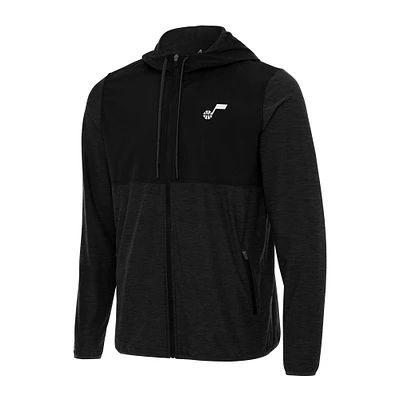 Men's Antigua Black Utah Jazz Sway Full-Zip Hoodie Jacket