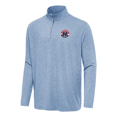 Men's Antigua Heather Aqua Washington Wizards Hunk Quarter-Zip Top