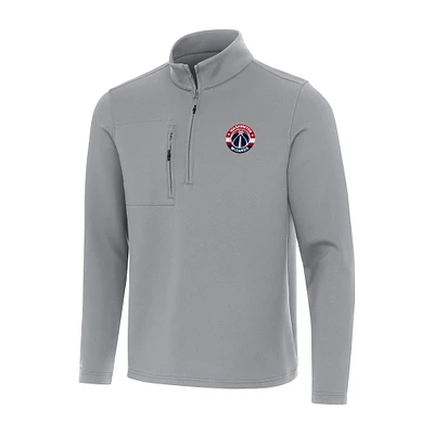 Men's Antigua Gray Washington Wizards Insider Quarter-Zip Top