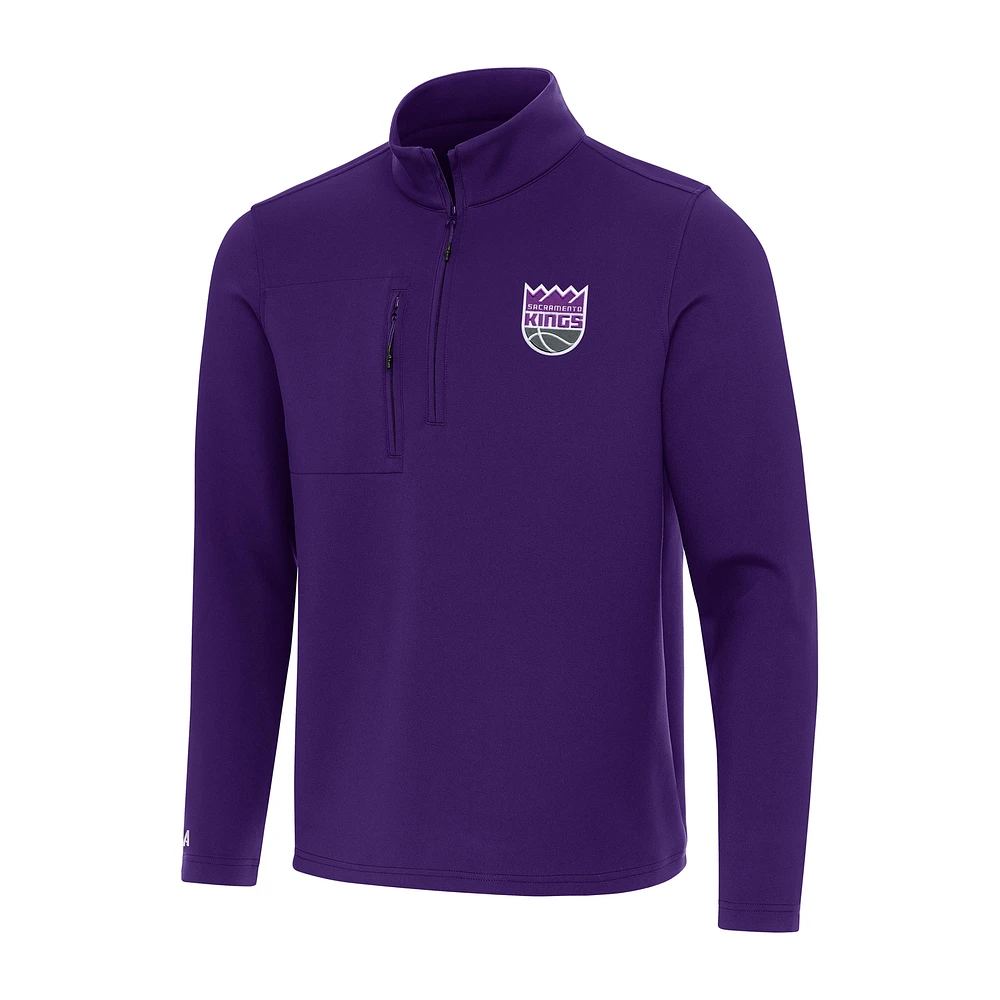 Men's Antigua Purple Sacramento Kings Insider Quarter-Zip Top