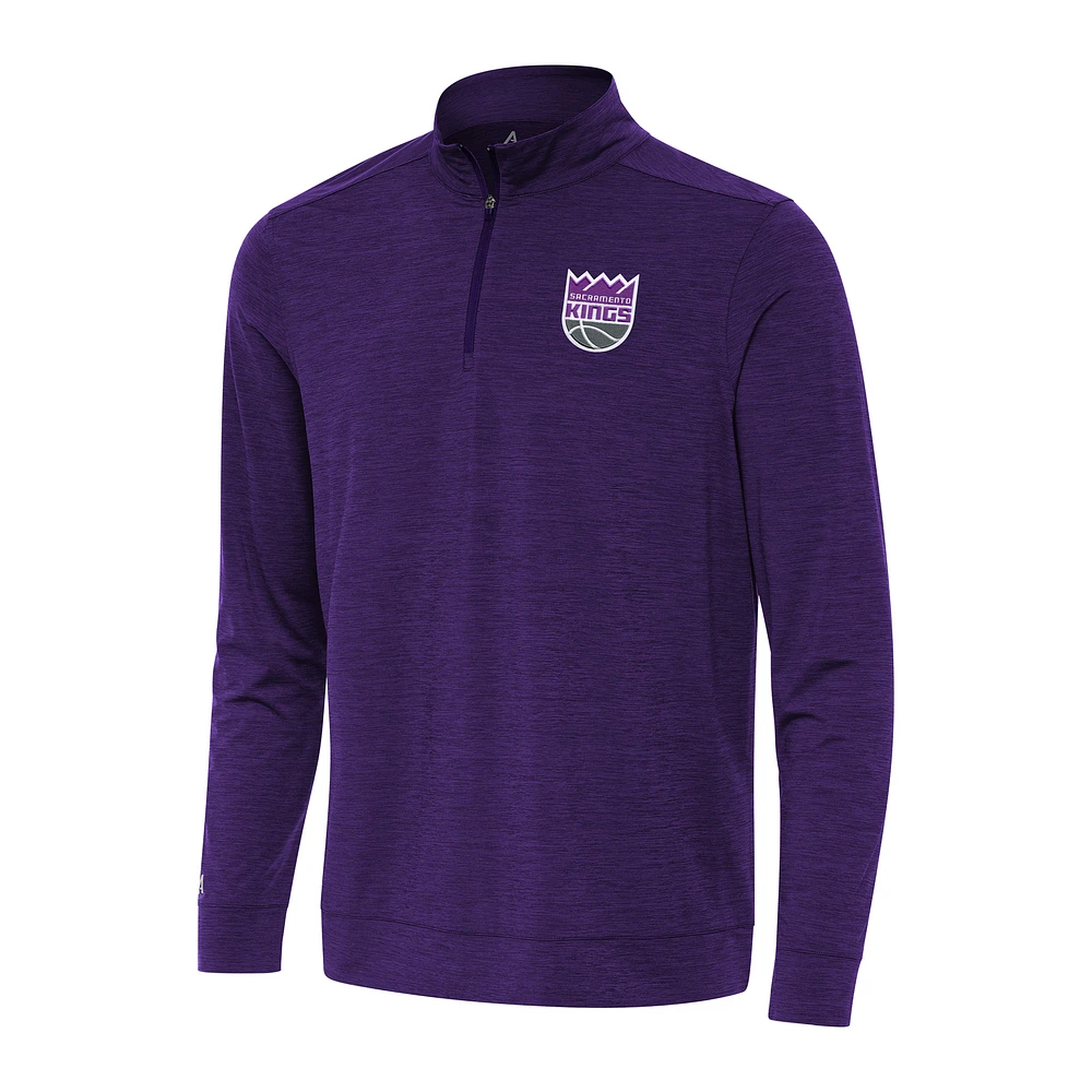 Men's Antigua Heather Purple Sacramento Kings Bright Quarter-Zip Top