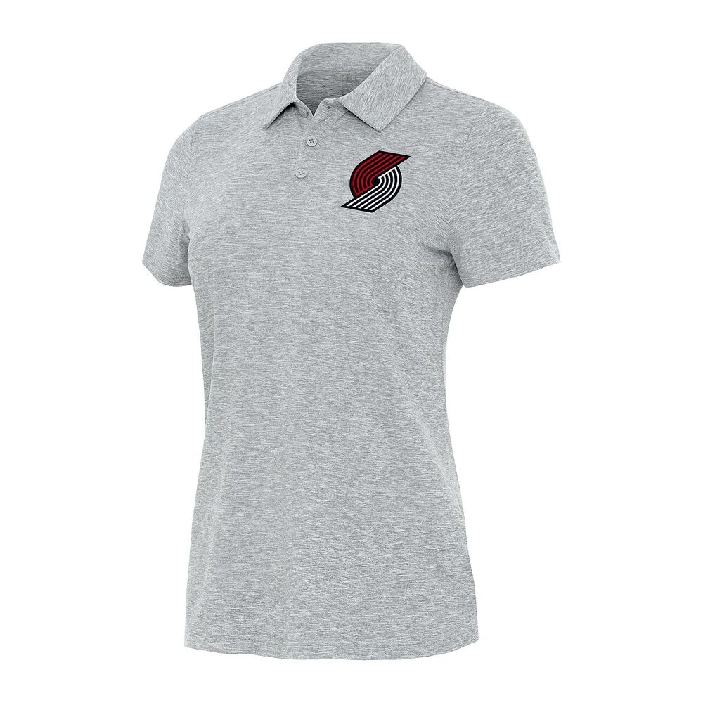 Women's Antigua Heather Gray Portland Trail Blazers Matter Polo