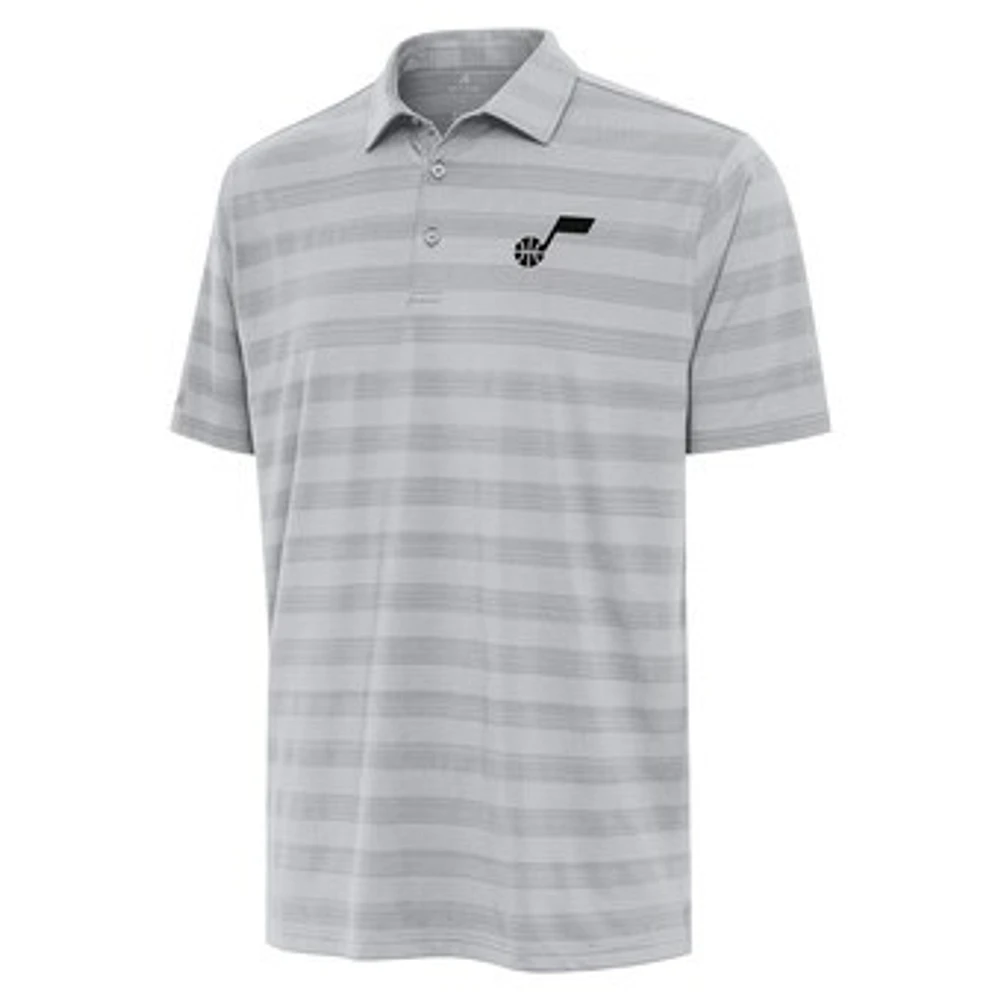 Men's Antigua Gray Utah Jazz Tunnel Polo