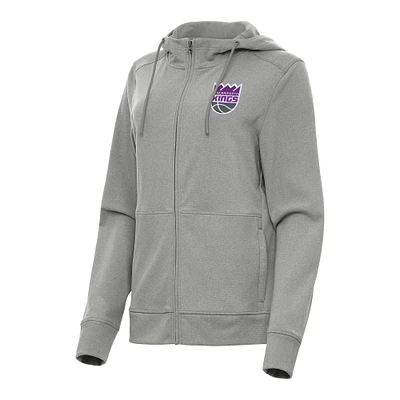 Women's Antigua Heather Sacramento Kings Seeker Full-Zip Hoodie Jacket