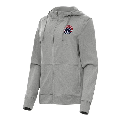 Women's Antigua Heather Gray Washington Wizards Seeker Full-Zip Hoodie Jacket
