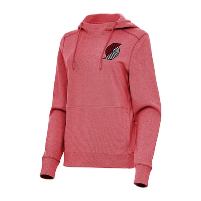 Women's Antigua Heather Red Portland Trail Blazers Justice Pullover Hoodie