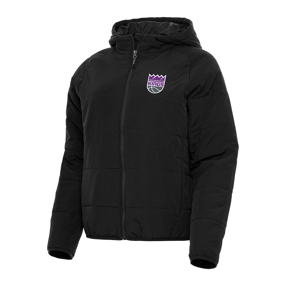 Women's Antigua Black Sacramento Kings Universe Full-Zip Puffer Jacket