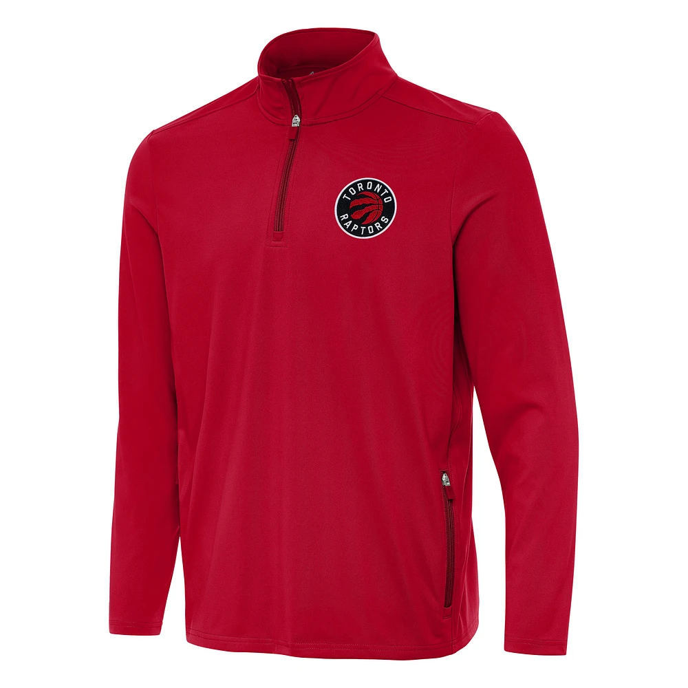 Men's Antigua Red Toronto Raptors Perilous Quarter-Zip Sweatshirt