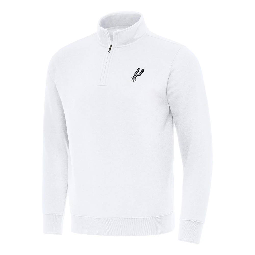 Men's Antigua White San Antonio Spurs Victory Quarter-Zip Mock Sweatshirt