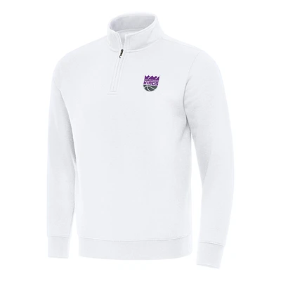 Men's Antigua White Sacramento Kings Victory Quarter-Zip Mock Sweatshirt