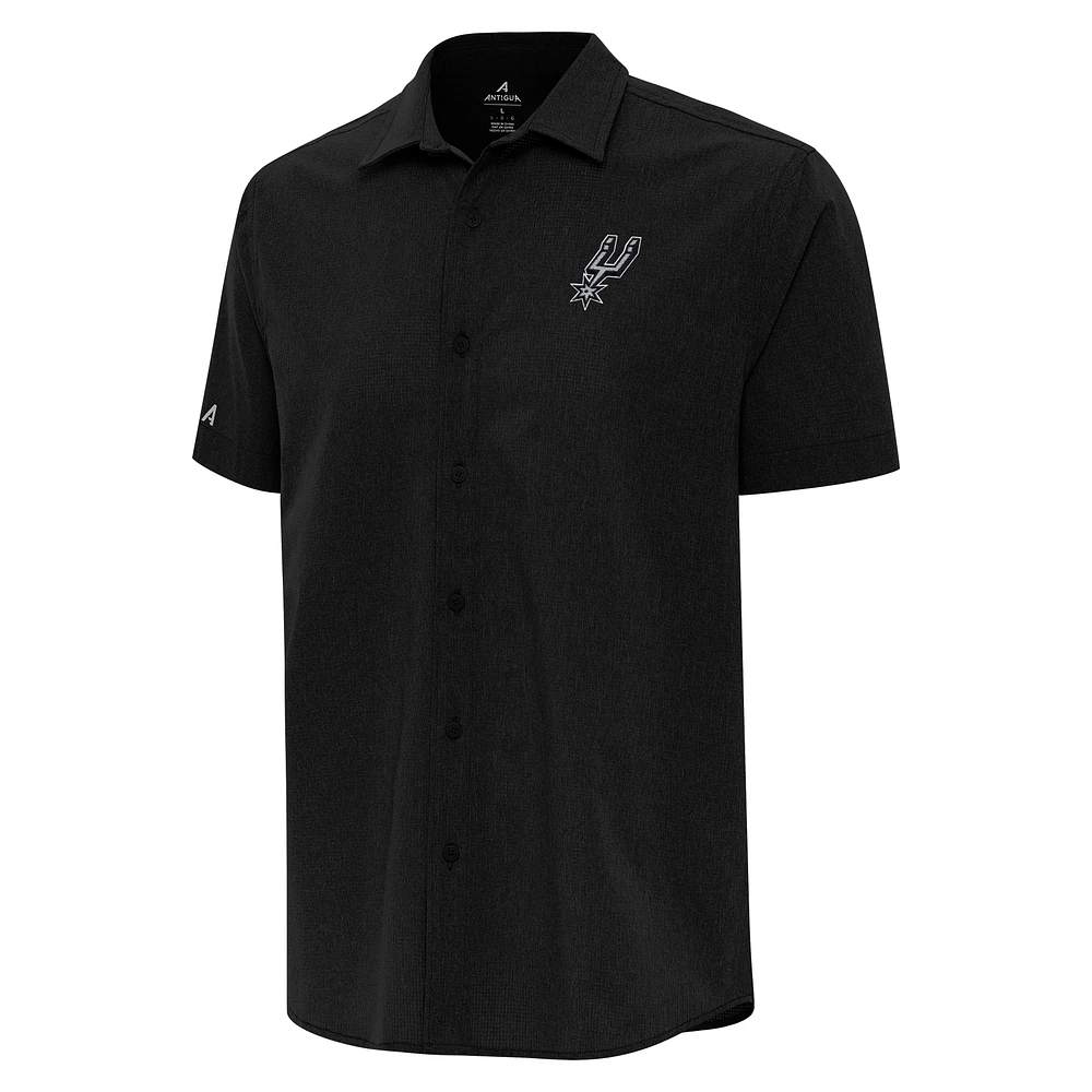 Men's Antigua San Antonio Spurs Activate Woven Short Sleeve Button-Up Shirt