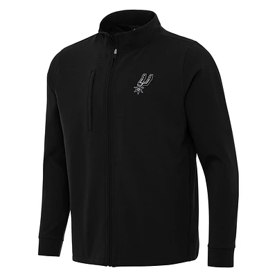 Men's Antigua Black San Antonio Spurs Regard Full-Zip Jacket