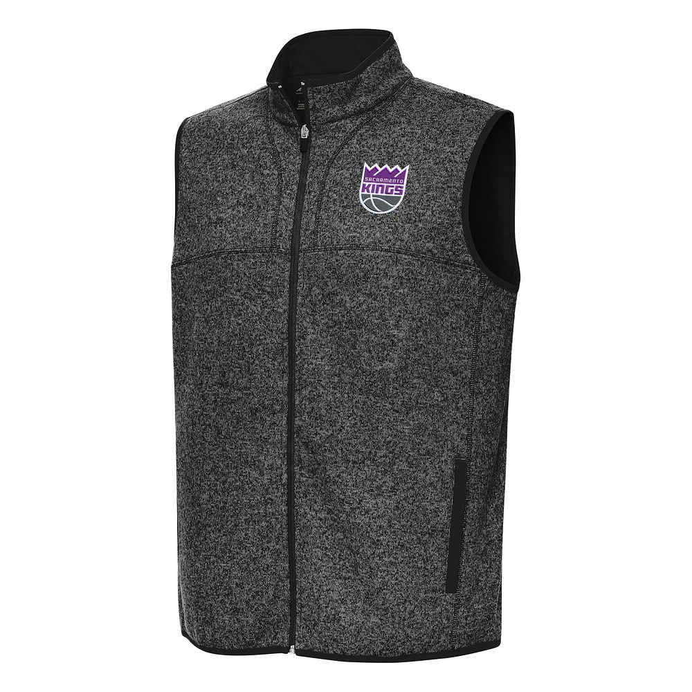 Men's Antigua Heather Sacramento Kings Fortune Full-Zip Vest