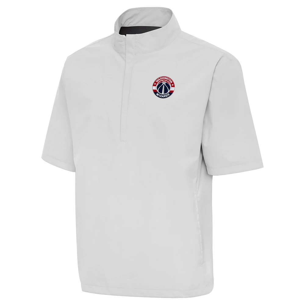 Men's Antigua Heather Gray Washington Wizards Brisk Quarter-Zip Windbreaker