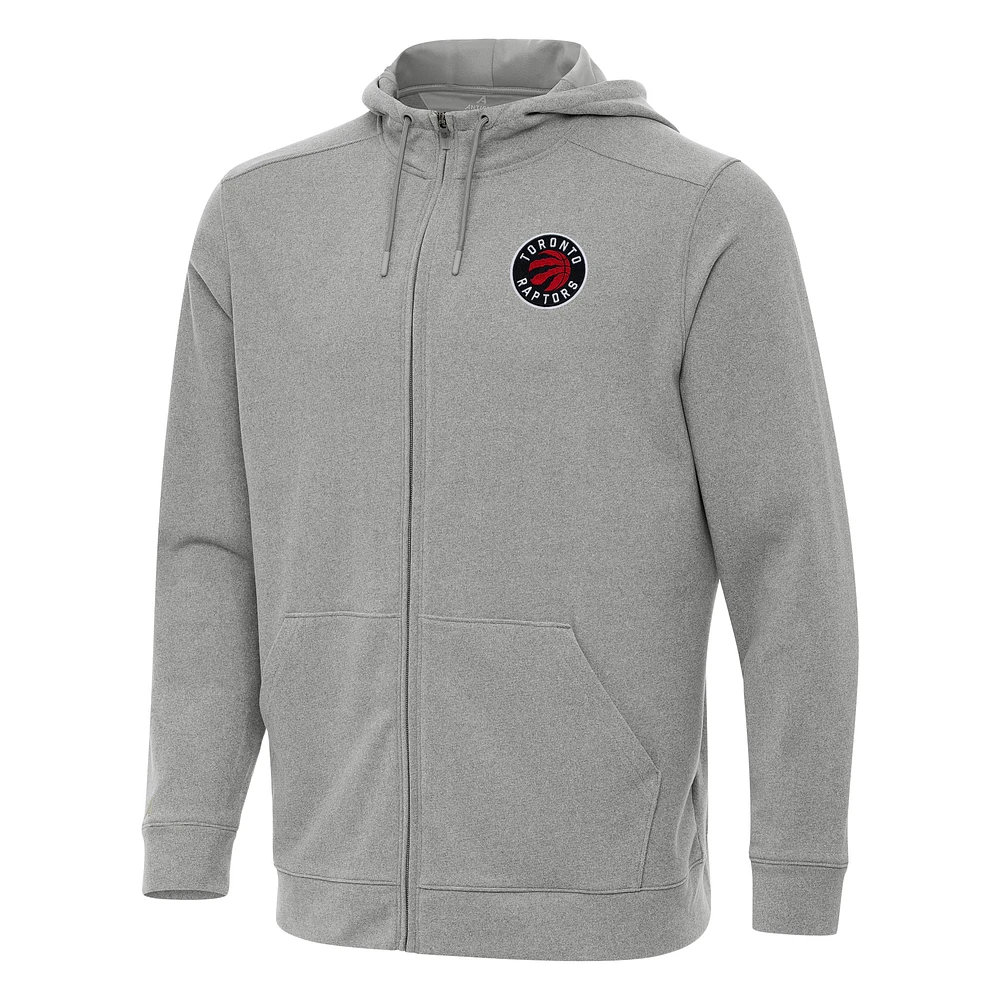 Men's Antigua Heather Toronto Raptors Effortless Full-Zip Hoodie Jacket