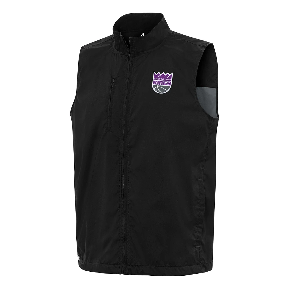 Men's Antigua Black Sacramento Kings Brisk Full-Zip Vest