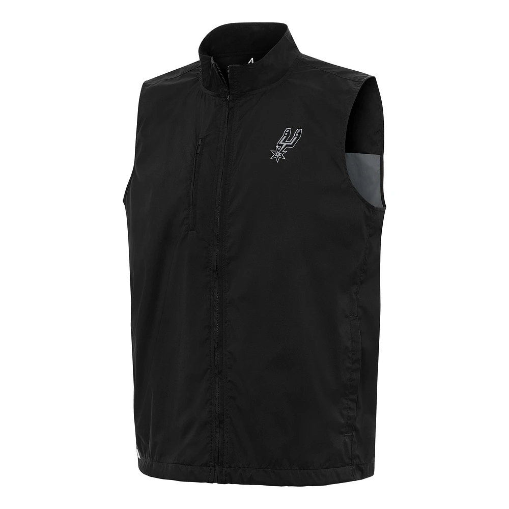 Men's Antigua Black San Antonio Spurs Brisk Full-Zip Vest
