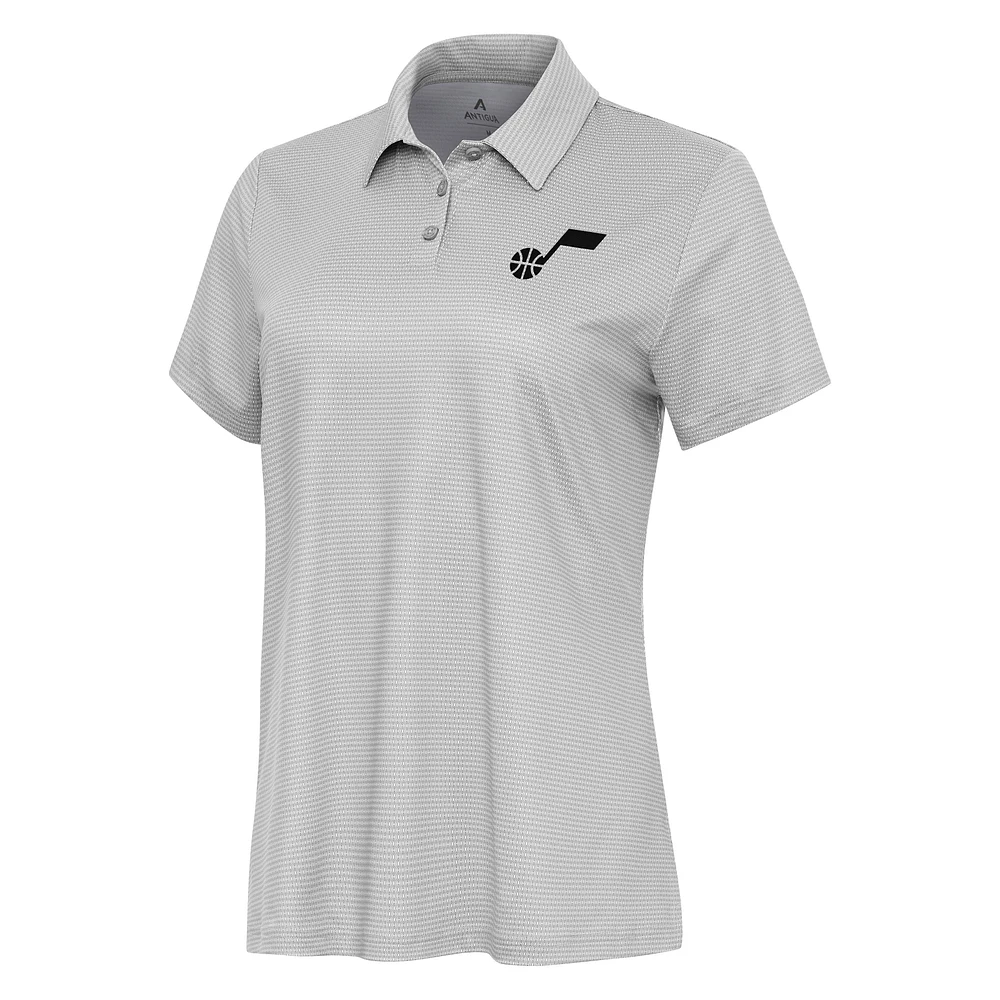 Women's Antigua White Utah Jazz Rings Polo