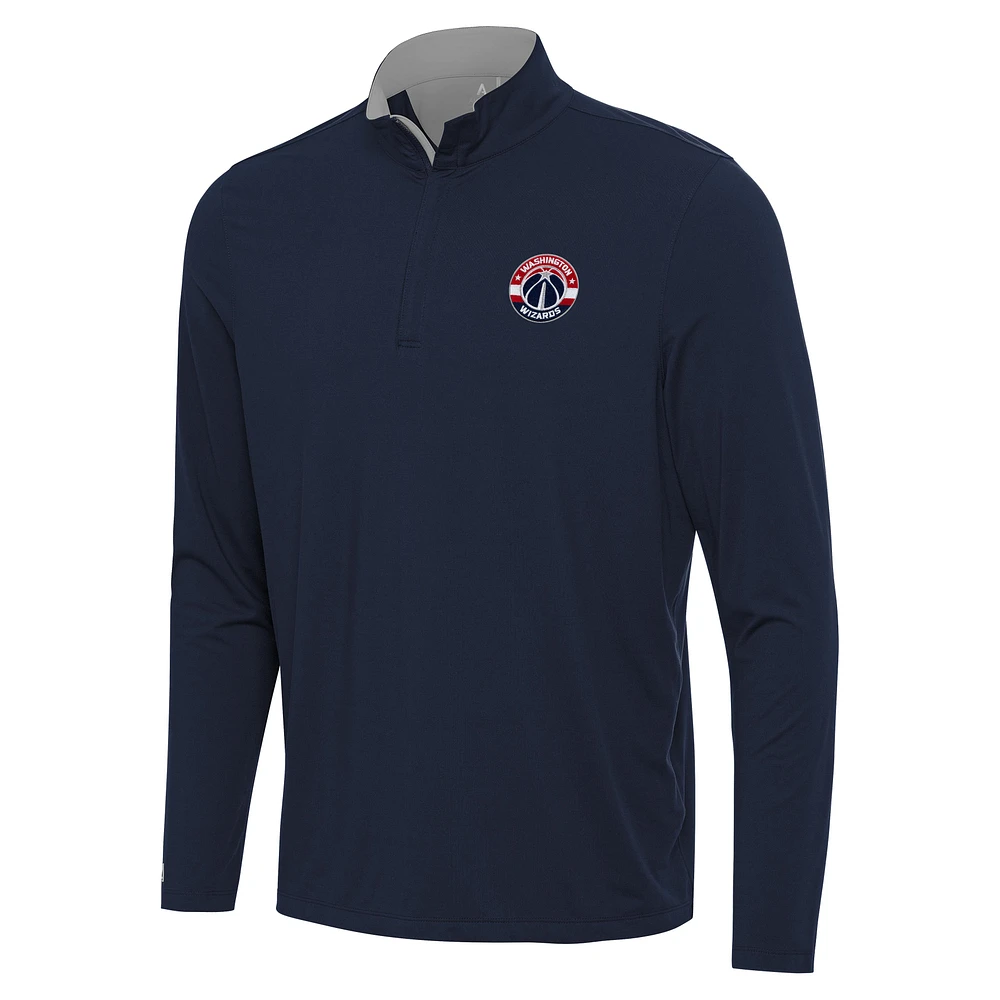 Men's Antigua Navy/Gray Washington Wizards Content Quarter-Zip Top