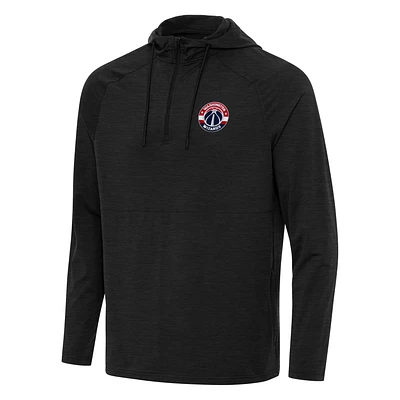 Men's Antigua Heather Washington Wizards Spikes Raglan Quarter-Zip Hoodie