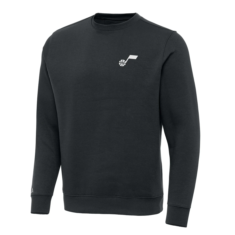 Men's Antigua Charcoal Utah Jazz Victory Crewneck Pullover Sweatshirt