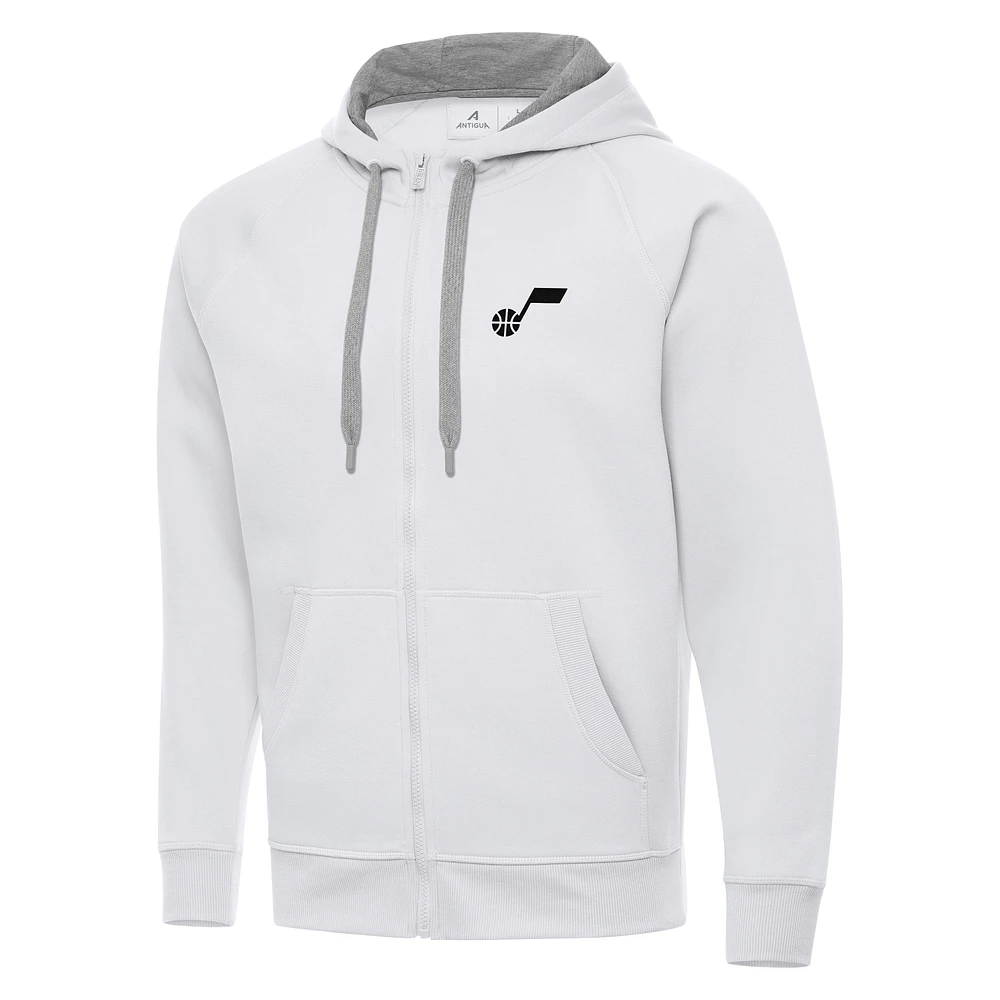 Men's Antigua White Utah Jazz Big & Tall Victory Full-Zip Hoodie Jacket