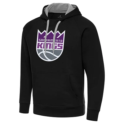 Men's Antigua Black Sacramento Kings Big & Tall Victory Raglan Pullover Hoodie