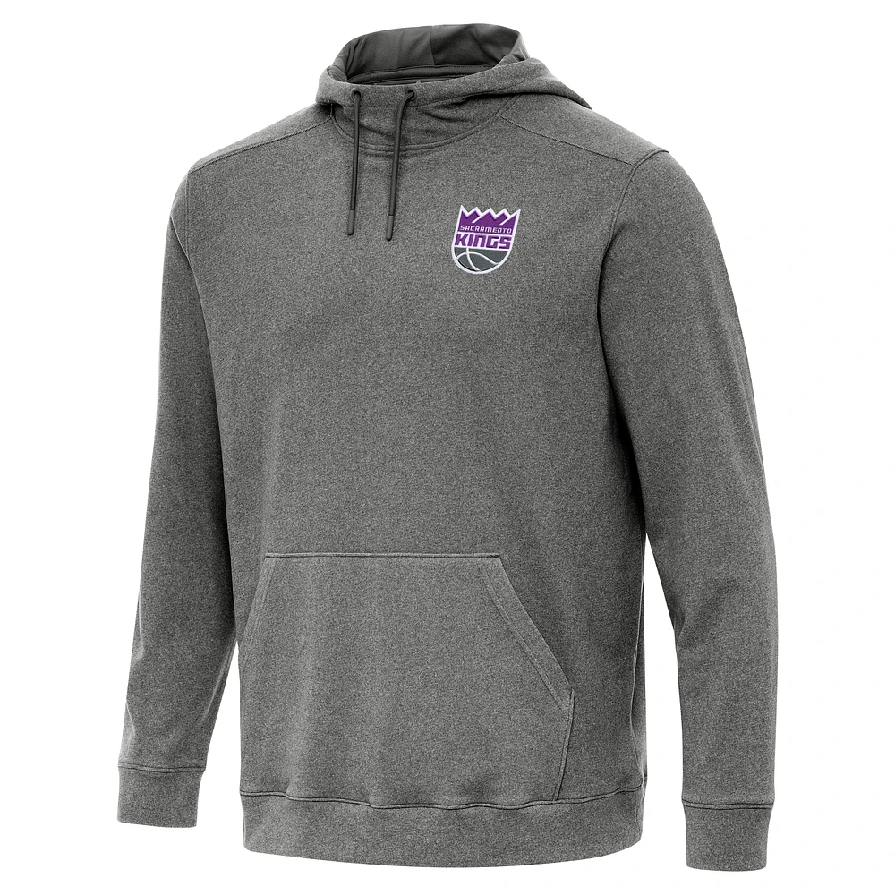 Men's Antigua Heather Black Sacramento Kings Cloud Pullover Hoodie