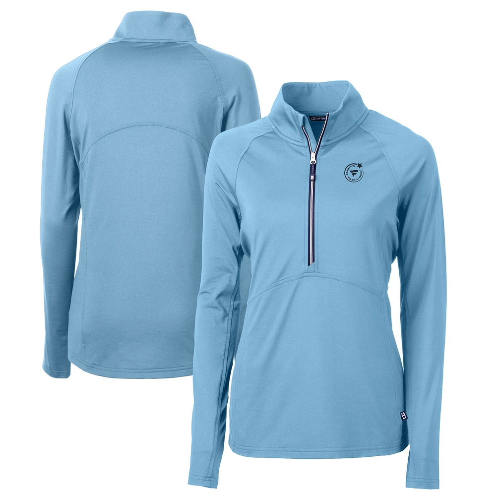 Women's Cutter & Buck Light Blue Fanatics Make-A-Wish Adapt Eco Knit Stretch Recycled Half-Zip Pullover Top