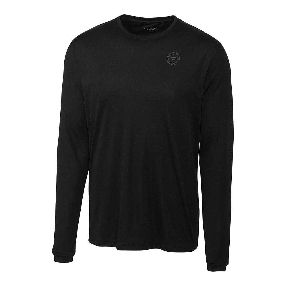 Women's Cutter & Buck Black Fanatics Make-A-Wish Clique Spin Eco Performance Long Sleeve T-Shirt